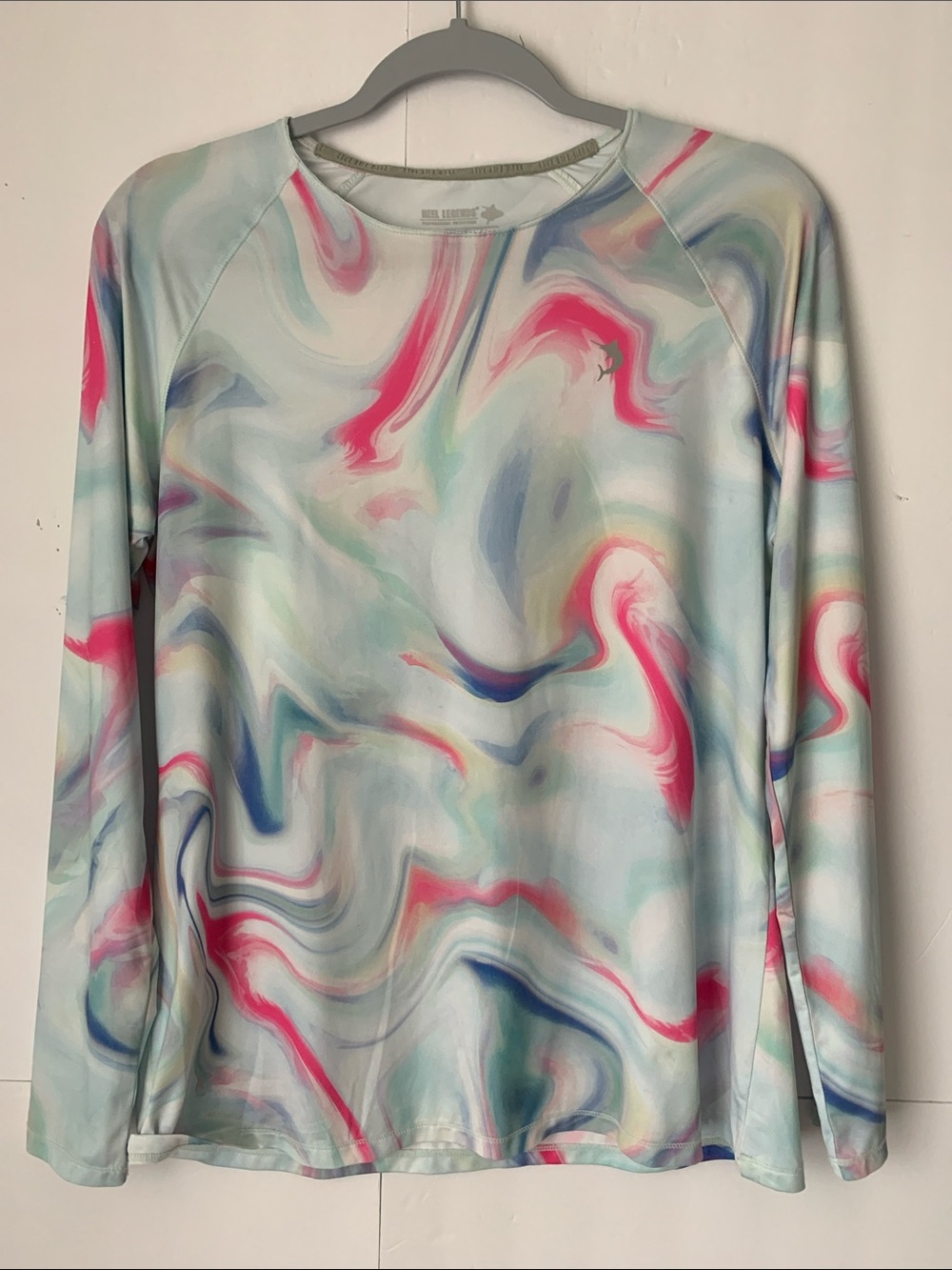 Reel Legends Marble-Effect Performance Top - Mint, Pink & Blue Size M